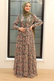 Khaki Hijab Dress 33235HK - 2