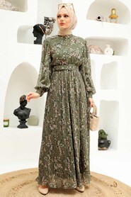 Khaki Hijab Dress 3357HK - 2