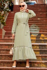 Khaki Hijab Dress 33940HK - 1