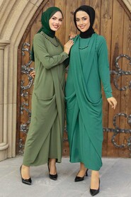 Khaki Hijab Dress 34281HK - 2