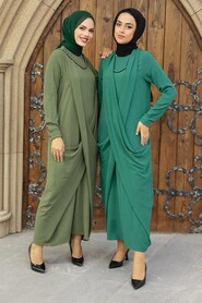 Khaki Hijab Dress 34281HK - 3