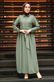 Khaki Hijab Dress 3434HK - 1