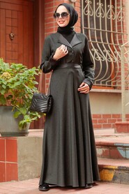 Khaki Hijab Dress 4333HK - 1