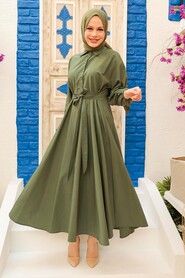 Khaki Hijab Dress 50091HK - 1