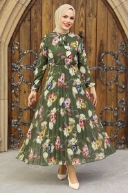 Khaki Hijab Dress 50191HK - 2