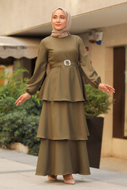 Khaki Hijab Dress 5171HK - 1