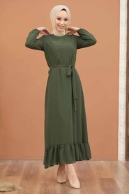 Khaki Hijab Dress 5473HK - 1