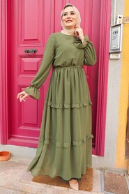 Khaki Hijab Dress 5523HK - 1
