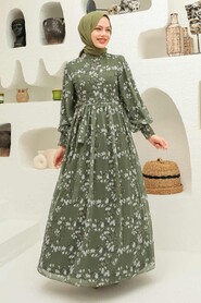 Khaki Hijab Dress 5683HK - 1