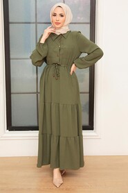 Khaki Hijab Dress 5720HK - 2