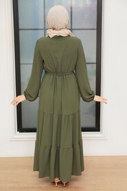Khaki Hijab Dress 5720HK - 3