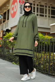 Khaki Hijab Dual Suit Dress 10212HK - 2