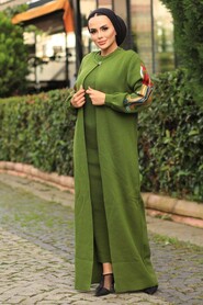 Khaki Hijab Dual Suit Dress 2200HK - 3