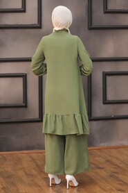 Khaki Hijab Dual Suit Dress 2428HK - 2