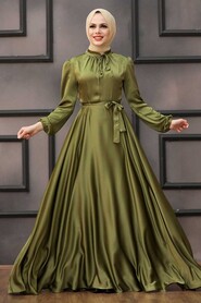  Long Khaki Muslim Prom Dress 25130HK - 1