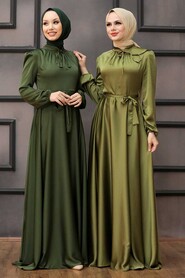  Long Khaki Muslim Prom Dress 25130HK - 3