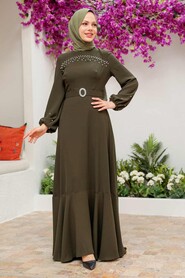  Luxury Khaki Hijab Evening Dress 36030HK - 1