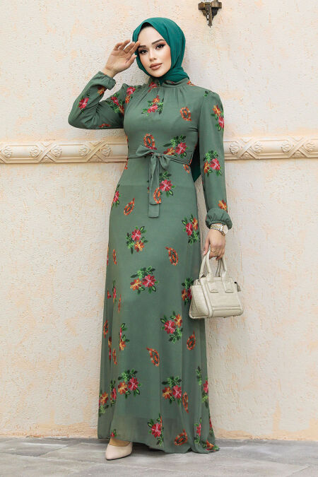Khaki Hijab For Women Dress 27943HK - NEVA STYLE