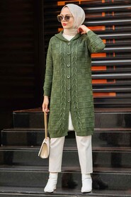 Khaki Hijab Knitwear Cardigan 41201HK - 1
