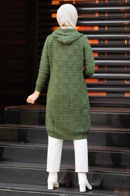 Khaki Hijab Knitwear Cardigan 41201HK - 3