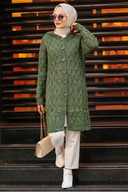  Khaki Hijab Knitwear Cardigan 41202HK - 2