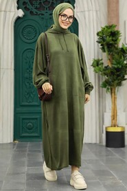 Khaki Hijab Knitwear Dress 33902HK - 1