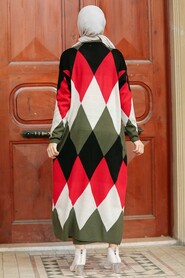 Khaki Hijab Knitwear Suit Dress 3181HK - 2