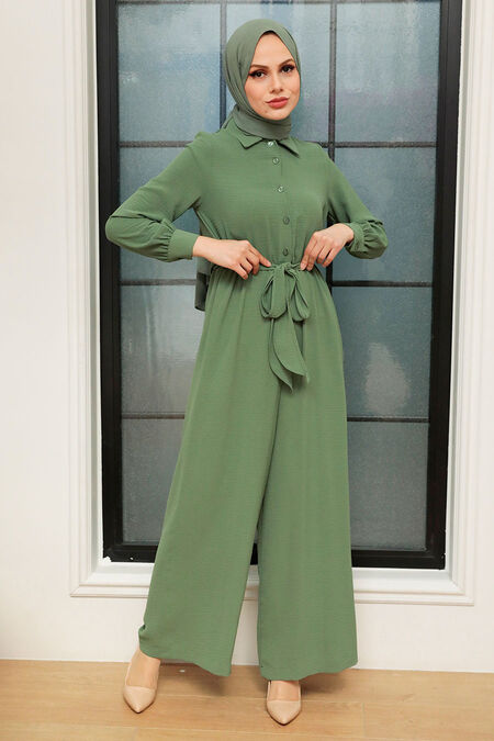 Khaki Hijab Overalls 5703HK - NEVA STYLE