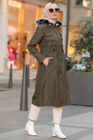 Khaki Hijab Parka Coat 51015HK - 2