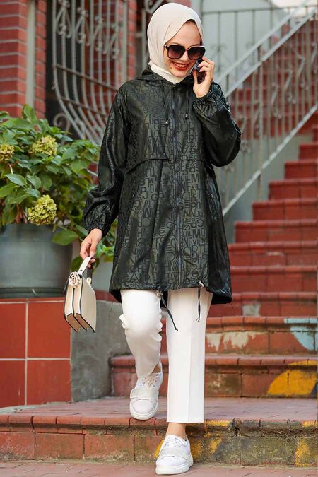 Khaki Hijab Raincoat 8921HK - NEVA STYLE