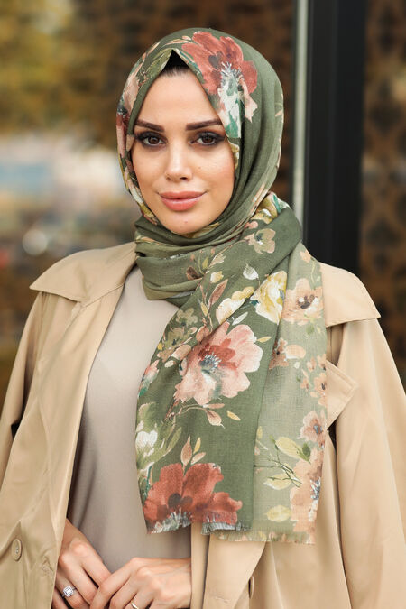 Khaki Hijab Shawl 7540HK - NEVA STYLE