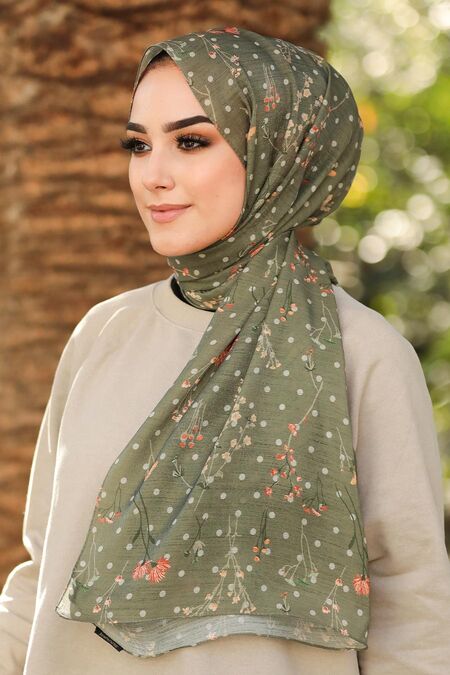 Khaki Hijab Shawl 7543HK - NEVA STYLE