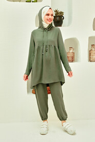 Khaki Hijab Suit Dress 50350HK - NEVA STYLE