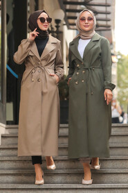 Khaki Hijab Trenchcoat 5571HK - 5