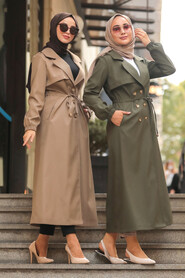 Khaki Hijab Trenchcoat 5571HK - 3