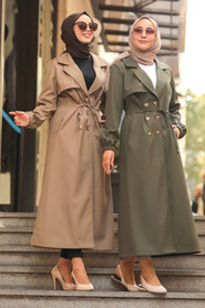 Khaki Hijab Trenchcoat 5571HK - 2