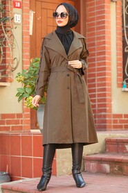 Khaki Hijab Trenchcoat 8919HK - 2