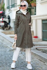 Khaki Hijab Trenchcoat 8932HK - 2