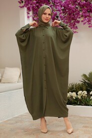 Khaki Hijab Turkish Abaya 15001HK - 2