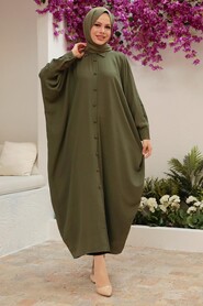 Khaki Hijab Turkish Abaya 15001HK - 1