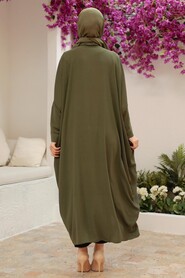Khaki Hijab Turkish Abaya 15001HK - 4