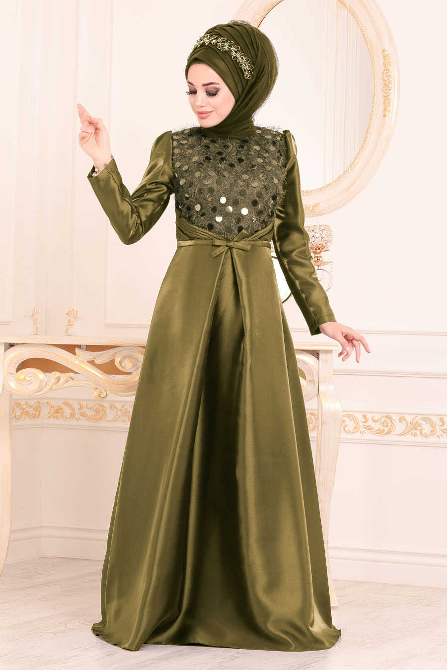 Neva Style - Stylish Khaki Modest Islamic Clothing Wedding Dress 3755HK
