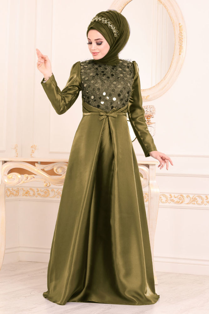  Stylish Khaki Modest Islamic Clothing Wedding Dress 3755HK - NEVA STYLE