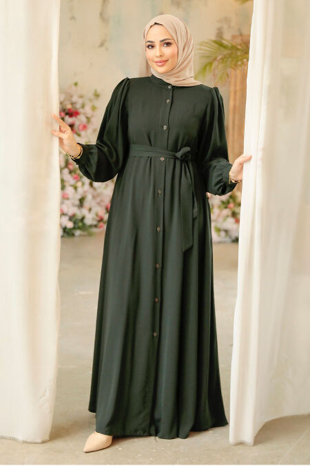 Khaki Modest Abaya 45277HK - NEVA STYLE