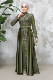 Khaki Modest Bridesmaid Dress 4724HK - 1