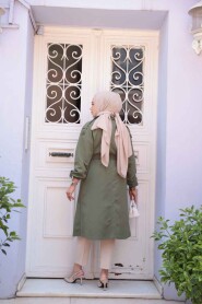 Khaki Modest Coat 62181HK - 3