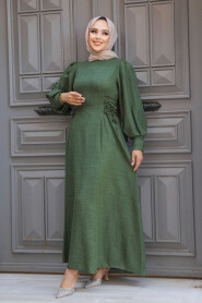 Khaki Modest Dress For Women 5962HK - 2