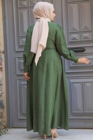 Khaki Modest Dress For Women 5962HK - 4