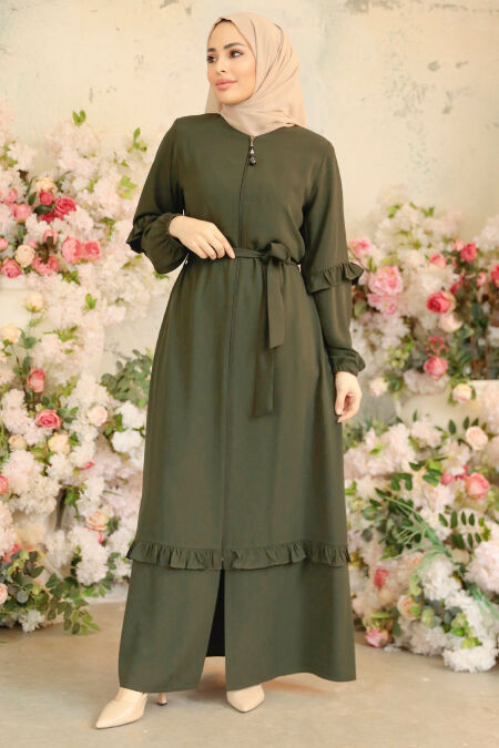 Khaki Modest Plus Size Abaya 45278HK - NEVA STYLE