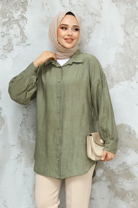 Khaki Modest Top 10113HK - NEVA STYLE